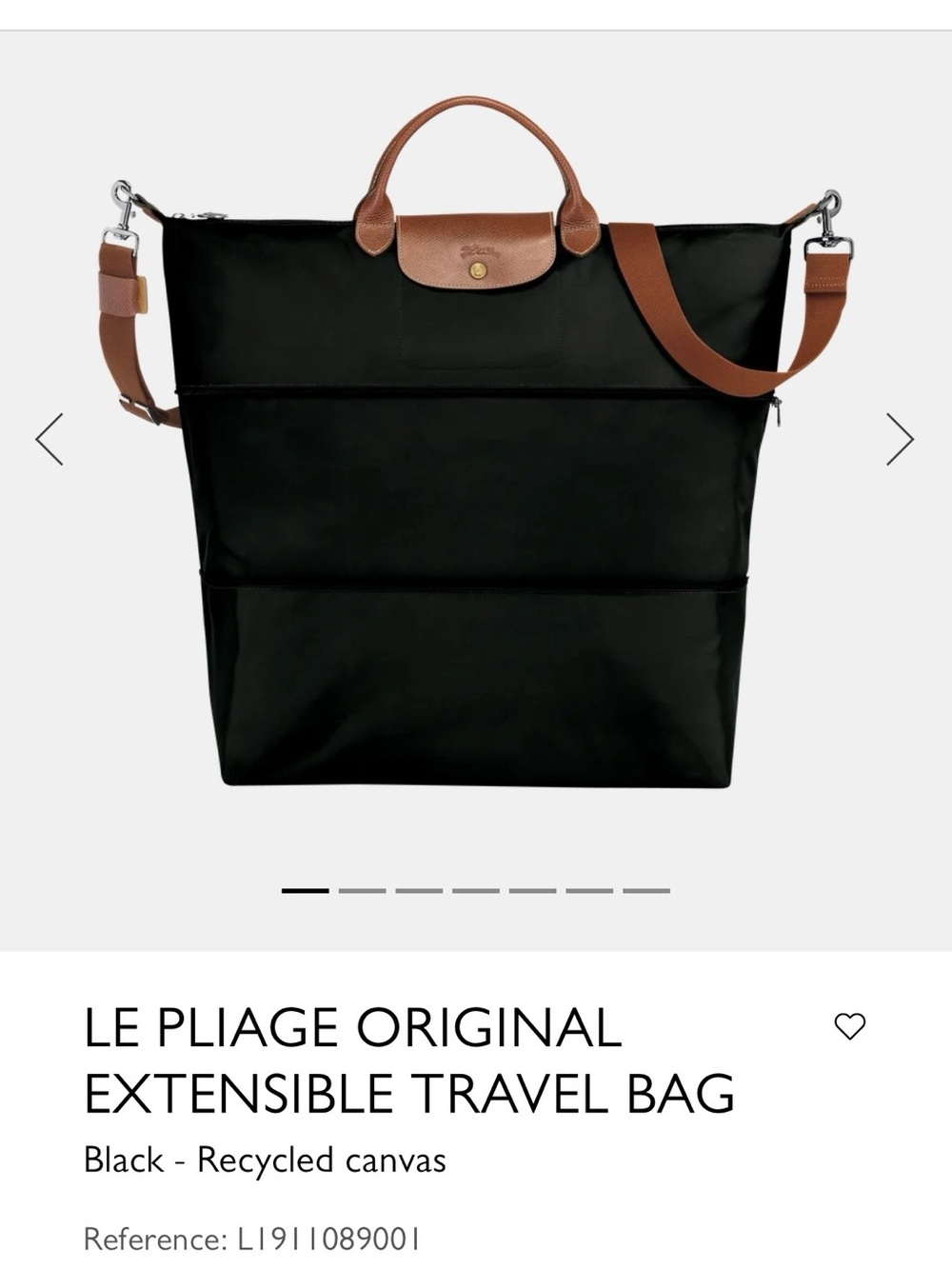 Longchamp Black Travel Tote with Brown Leather Trim *unisex*